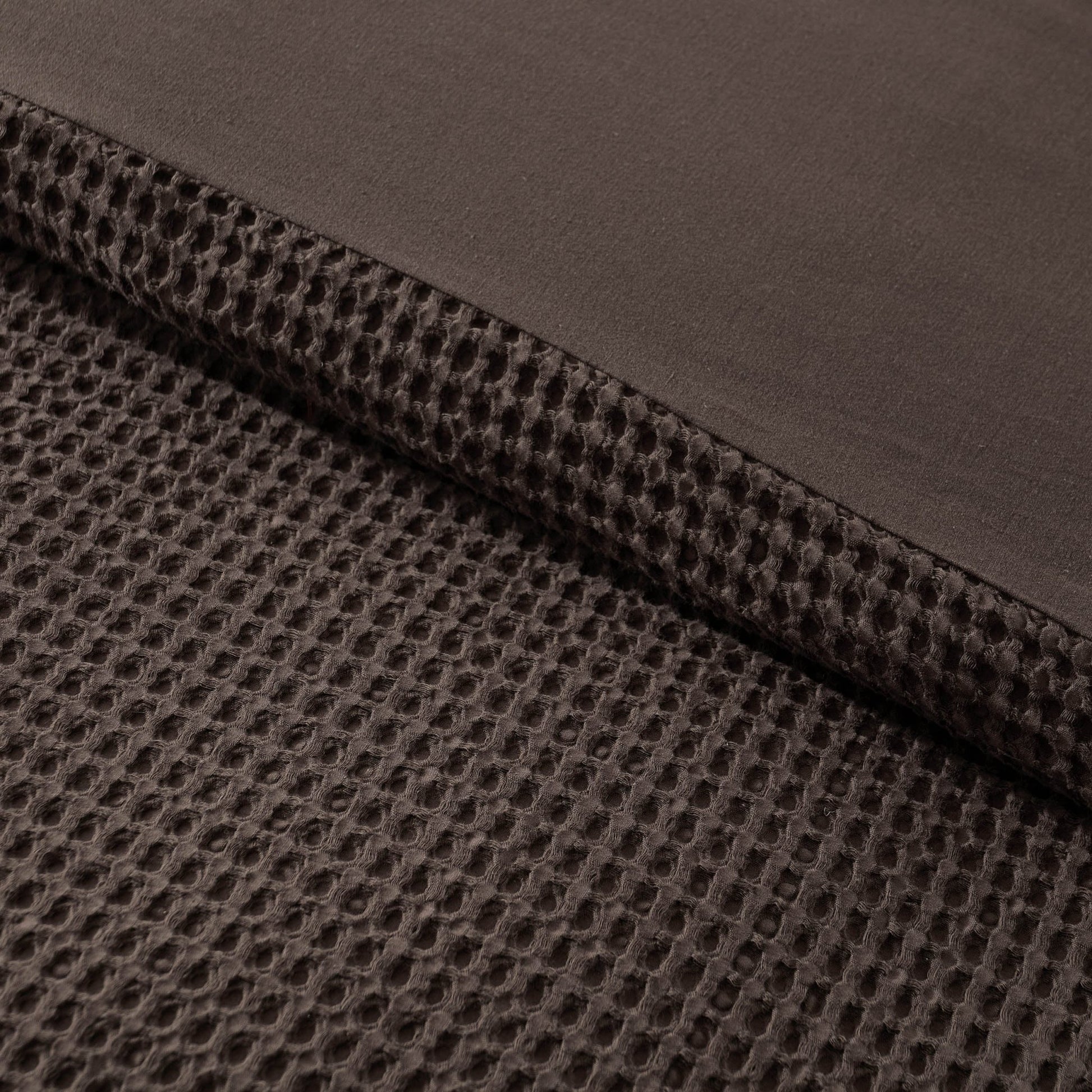 Portofino Waffle 100% Cotton Duvet Cover 200 Thread Count - Chocolate - DUSK