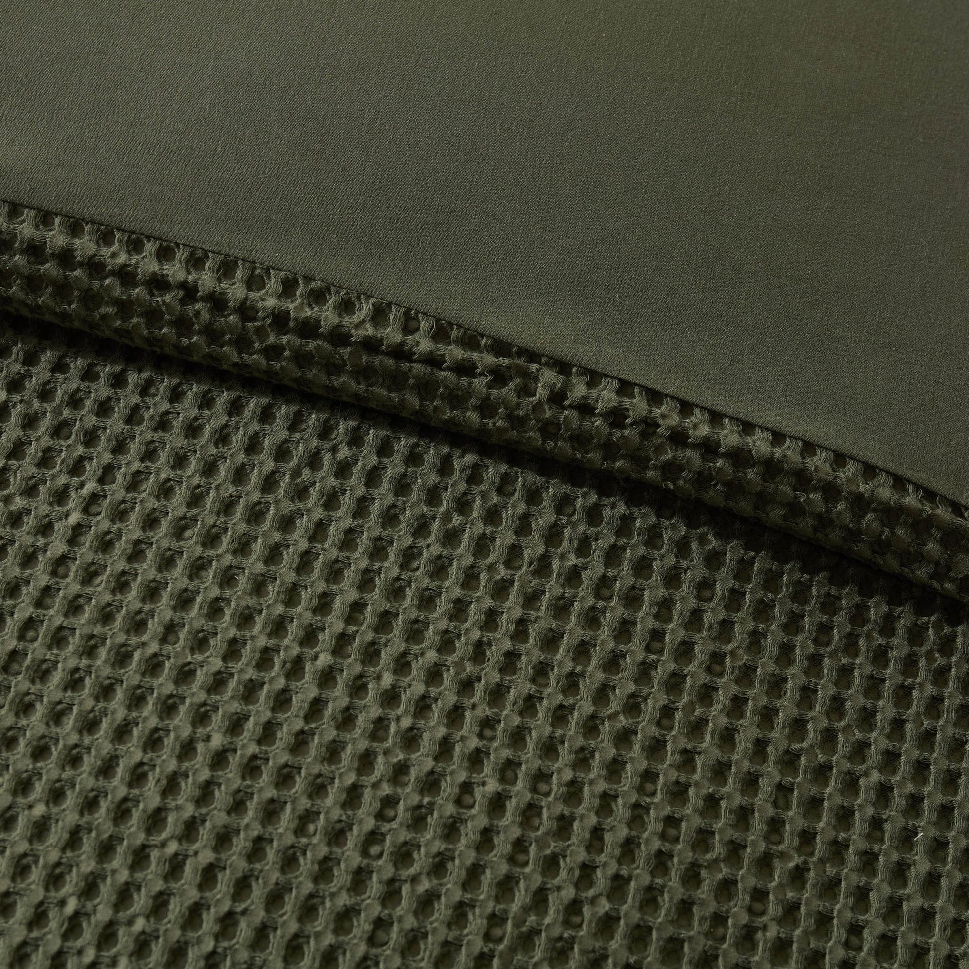 Portofino Waffle 100% Cotton Duvet Cover 200 Thread Count - Forest Green - DUSK