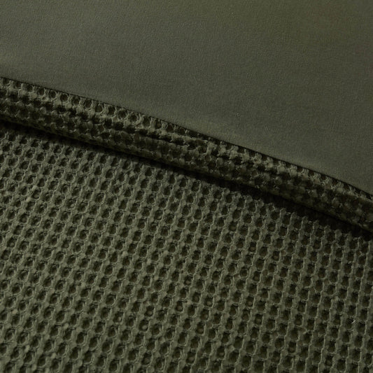 Portofino Waffle 100% Cotton Duvet Cover 200 Thread Count - Forest Green - DUSK