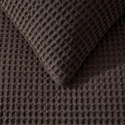 Portofino Waffle 100% Cotton Pair of Pillowcases 200 Thread Count - Chocolate - DUSK