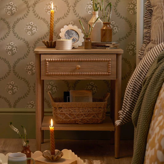 Posy Bobbin 1 Drawer Nightstand - Light Wood - DUSK