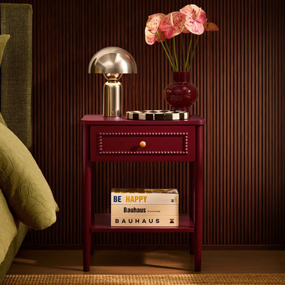 Posy Bobbin 1 Drawer Nightstand - Wine - DUSK