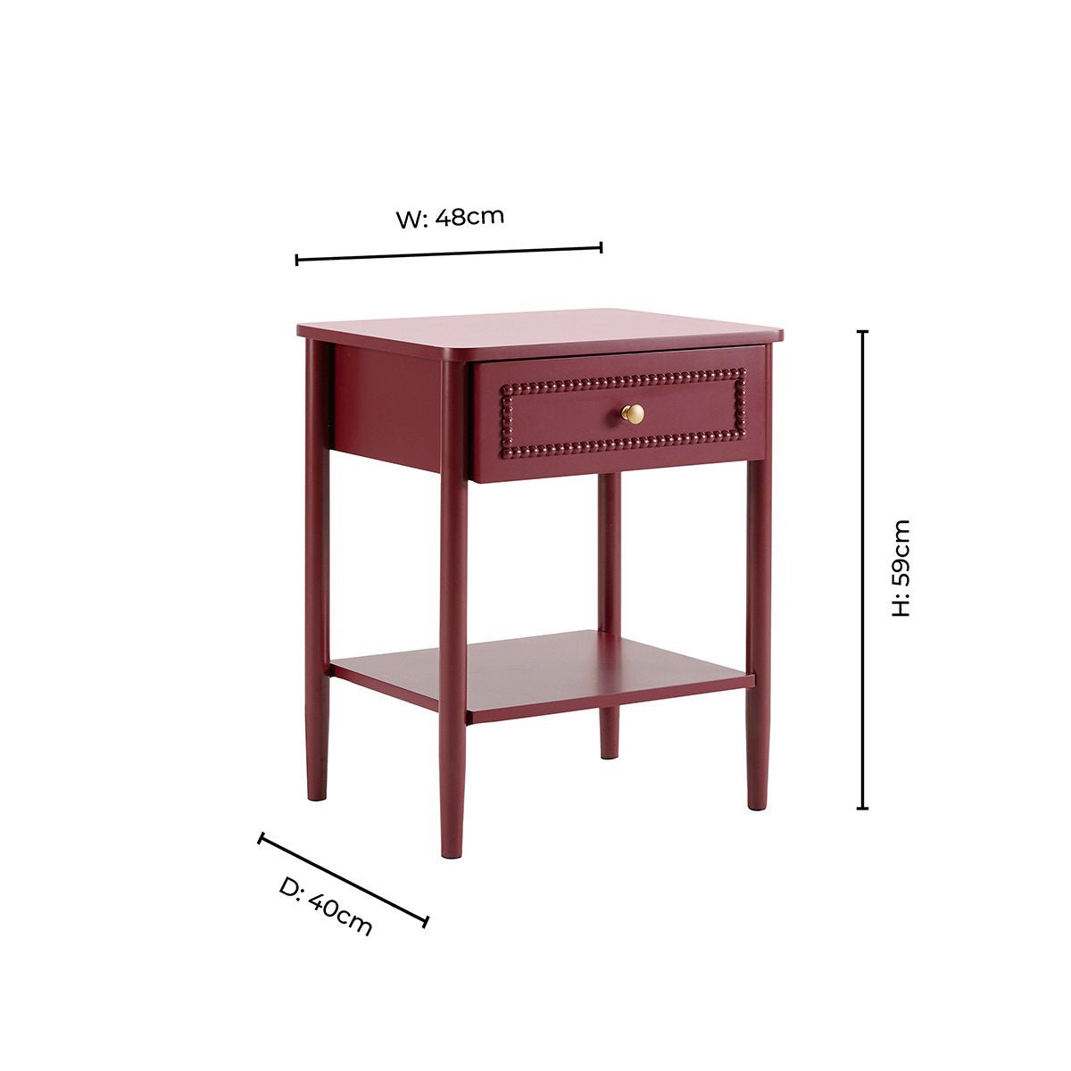 Posy Bobbin 1 Drawer Nightstand - Wine - DUSK