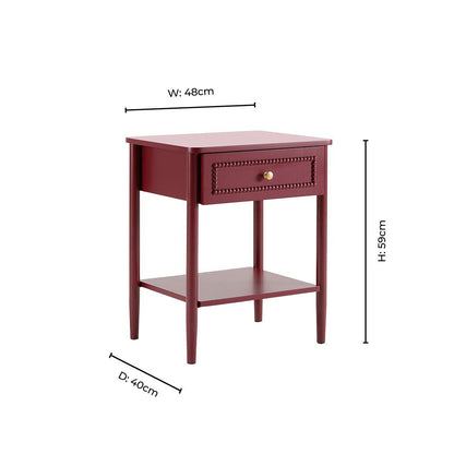 Posy Bobbin 1 Drawer Nightstand - Wine - DUSK