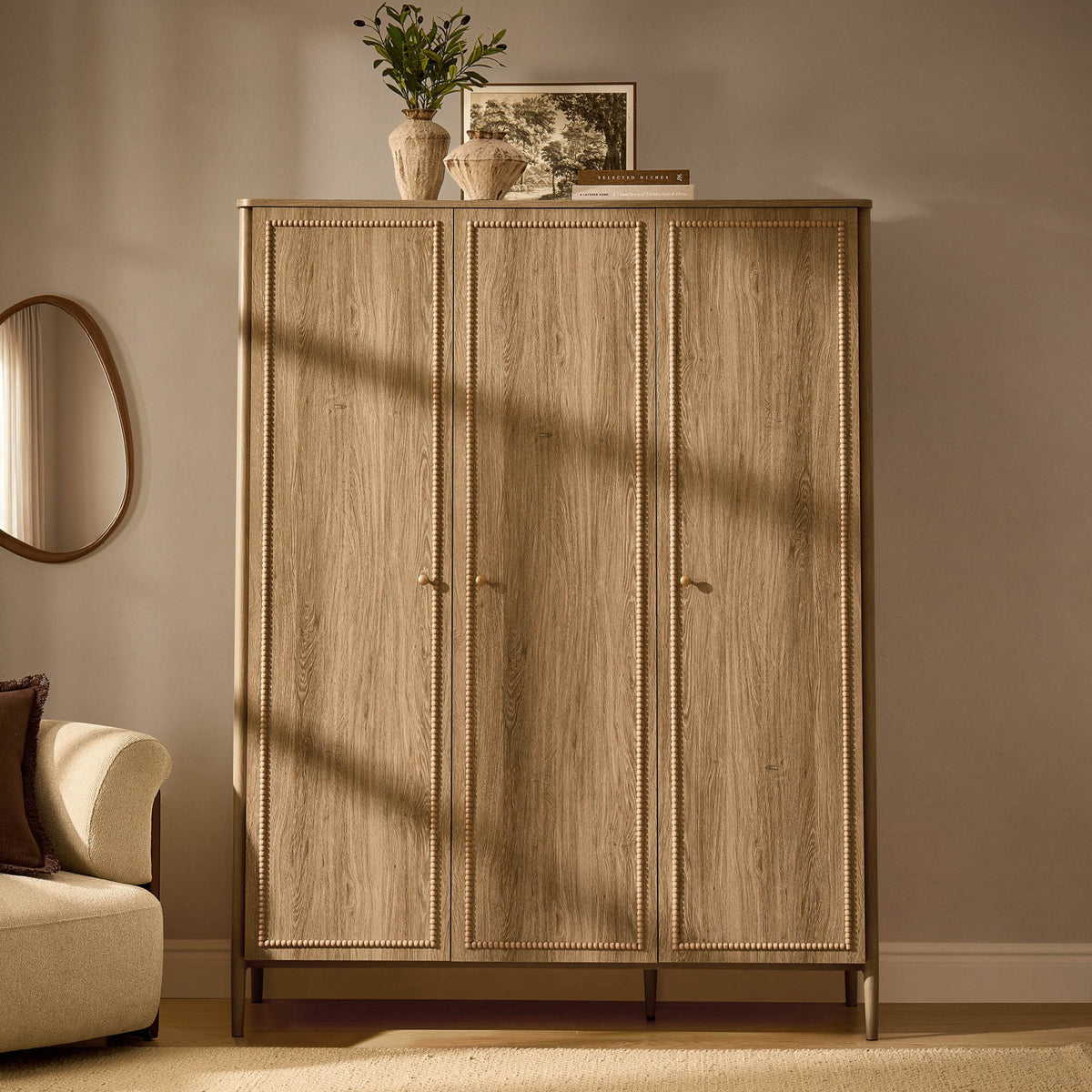 Posy Bobbin 3 Door Wardrobe - Light Wood - DUSK