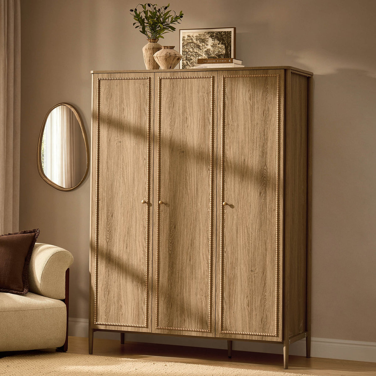 Posy Bobbin 3 Door Wardrobe - Light Wood - DUSK
