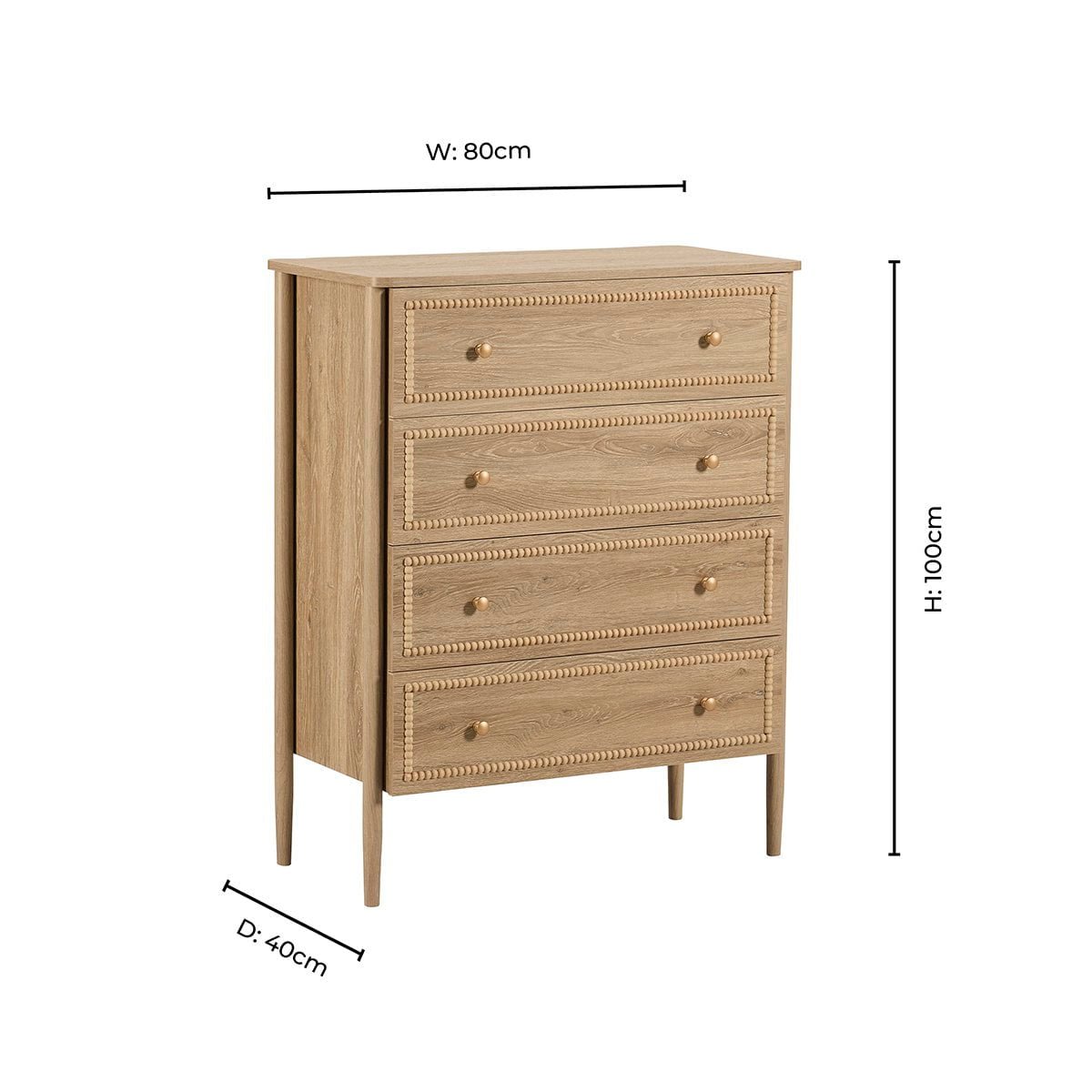 Posy Bobbin 4 Drawer Chest - Light Wood - DUSK