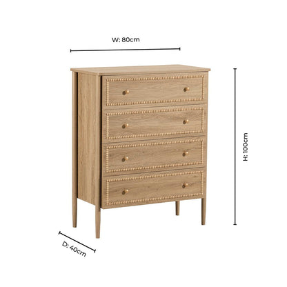 Posy Bobbin 4 Drawer Chest - Light Wood - DUSK