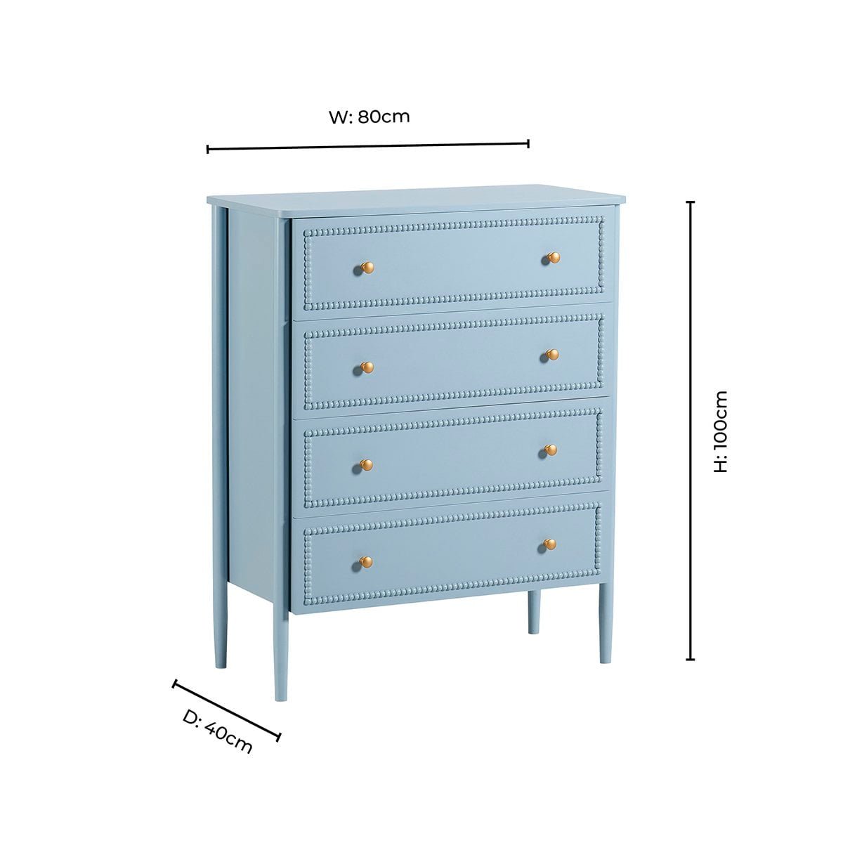 Posy Bobbin 4 Drawer Chest - Sky Blue - DUSK