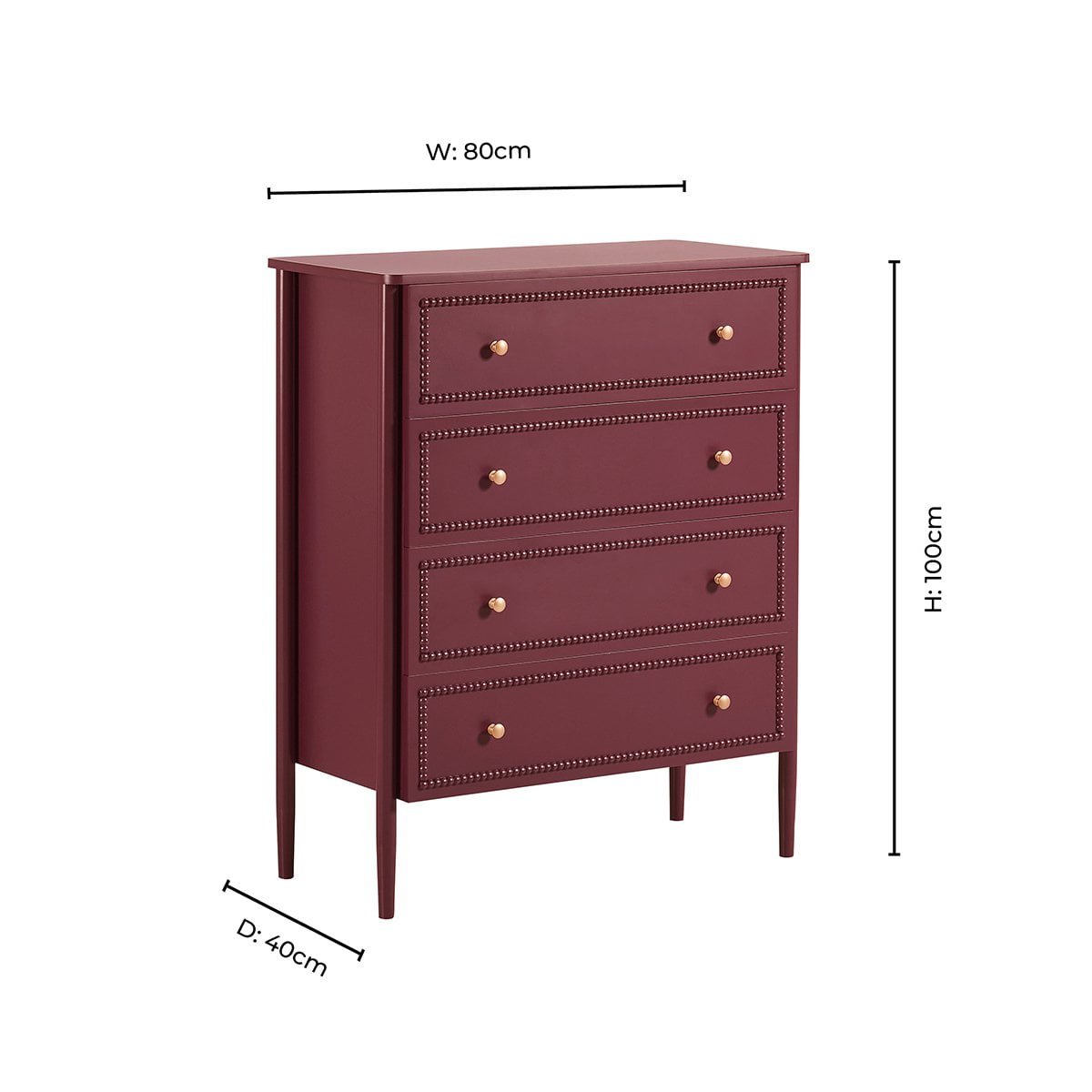 Posy Bobbin 4 Drawer Chest - Wine - DUSK