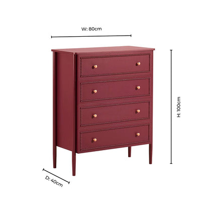 Posy Bobbin 4 Drawer Chest - Wine - DUSK