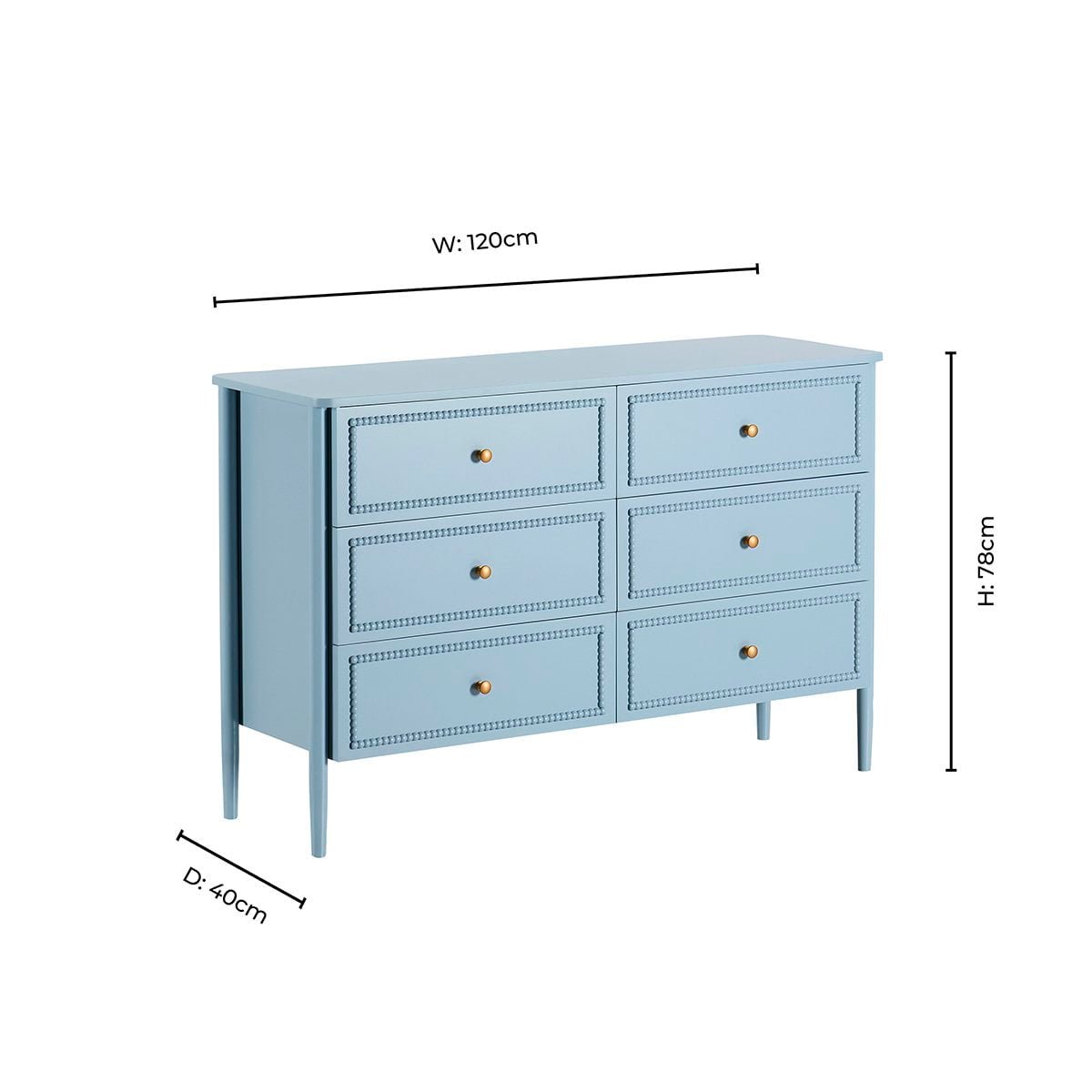 Posy Bobbin 6 Drawer Chest - Sky Blue - DUSK