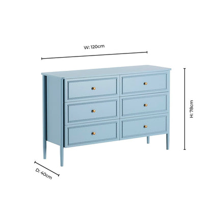 Posy Bobbin 6 Drawer Chest - Sky Blue - DUSK
