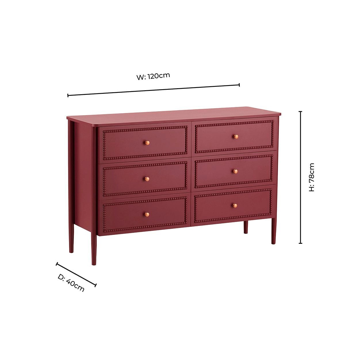 Posy Bobbin 6 Drawer Chest - Wine - DUSK