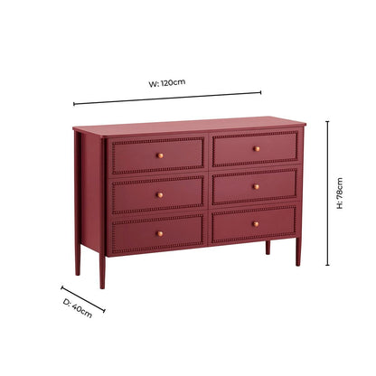 Posy Bobbin 6 Drawer Chest - Wine - DUSK
