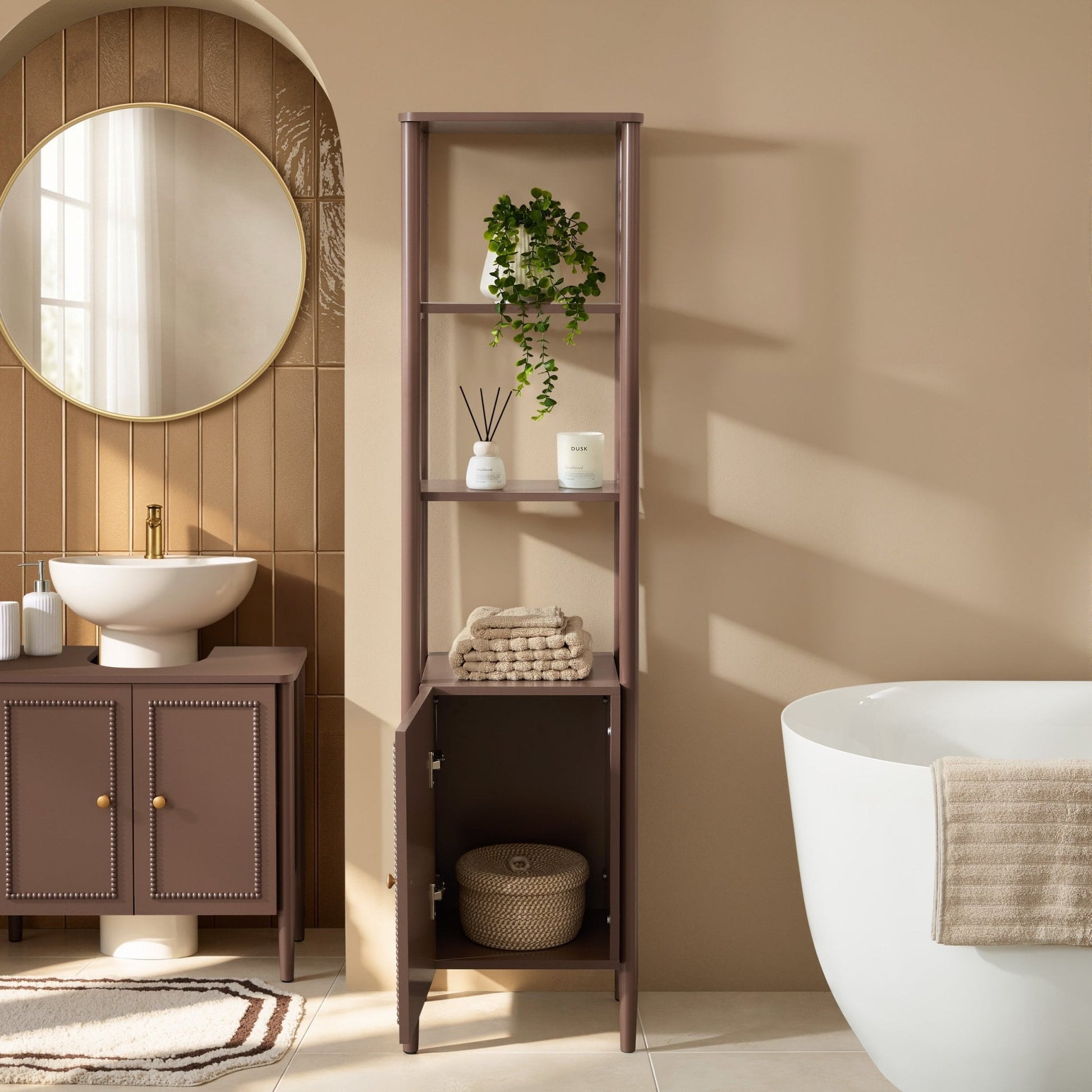 Posy Tall Bathroom Storage Cabinet - Mocha - DUSK