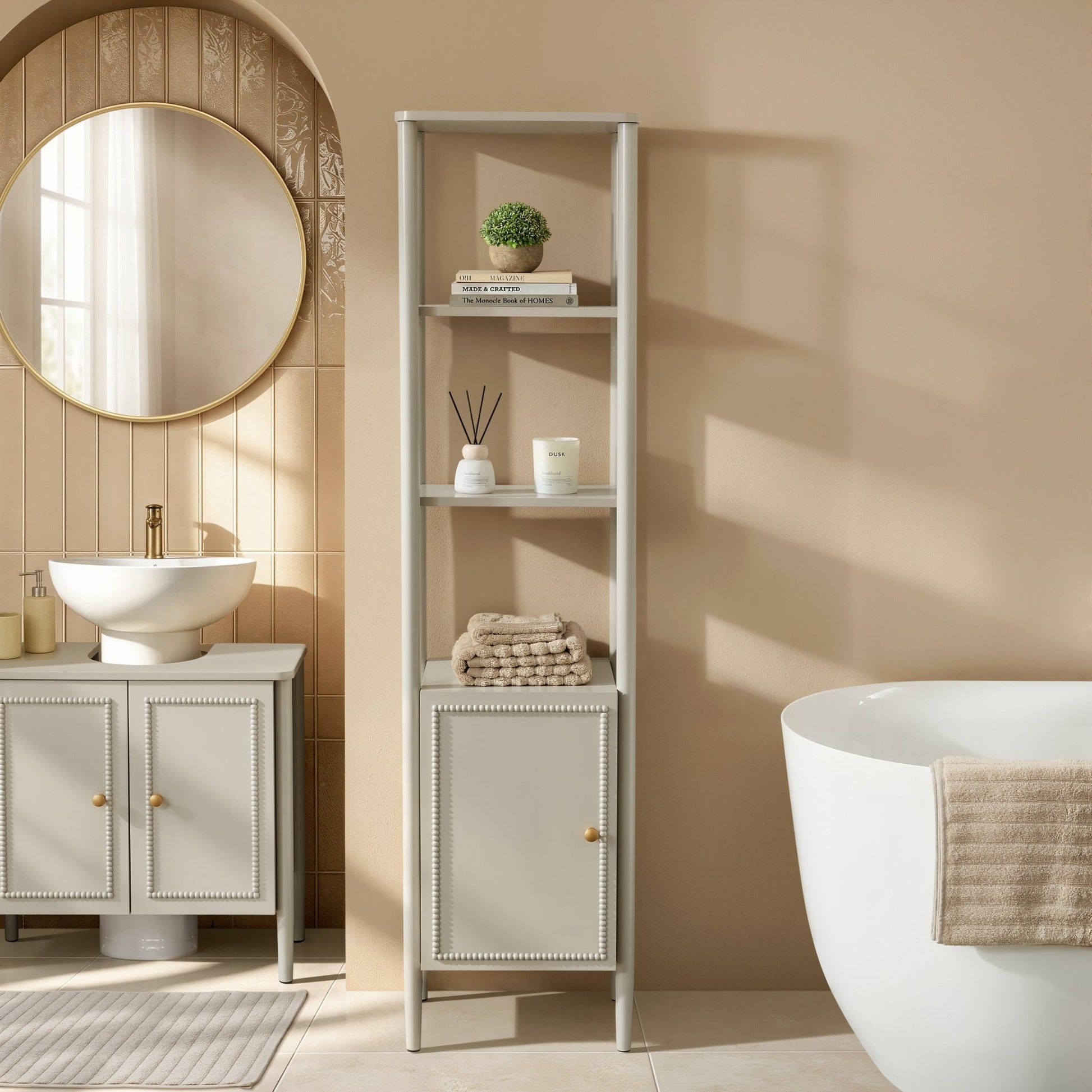 Posy Tall Bathroom Storage Cabinet - Taupe - DUSK