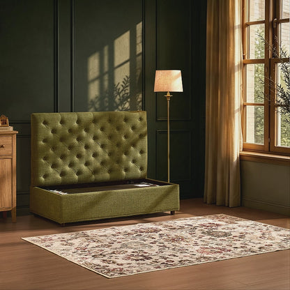 Kennadi Small Double Pouffe Sofa Bed - Woven Pine Green
