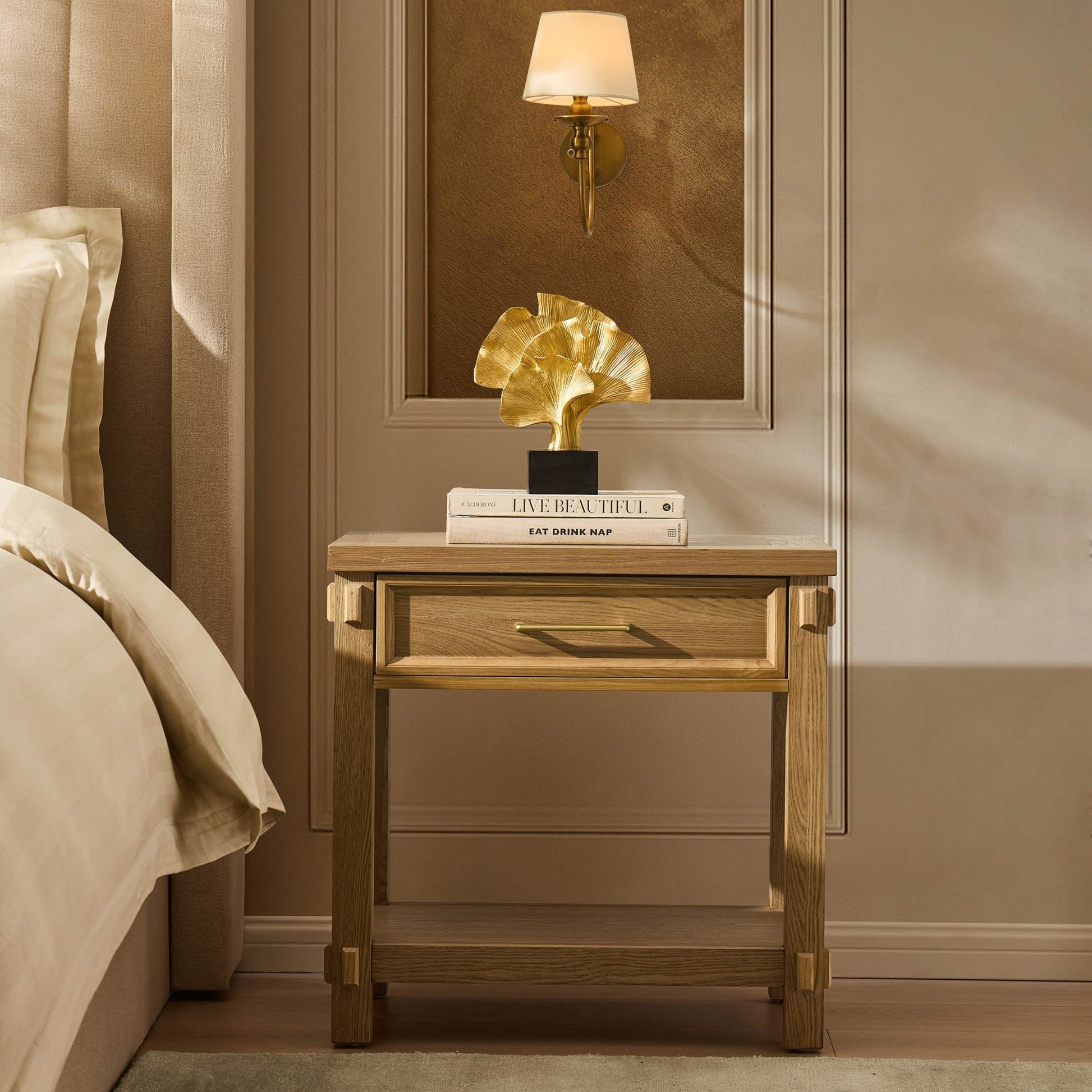 Prim 1 Drawer Wide Nightstand - Light Wood - DUSK