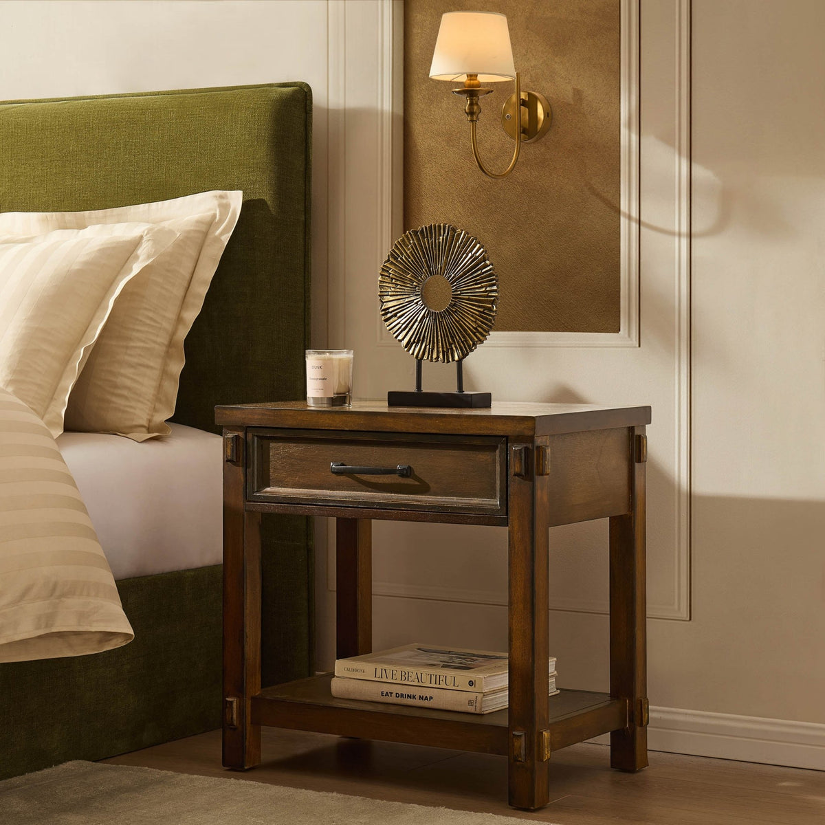 Prim 1 Drawer Wide Nightstand - Walnut - DUSK