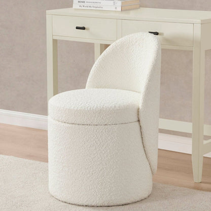 Primrose Boucle Dressing Table Storage Stool - Off White - DUSK