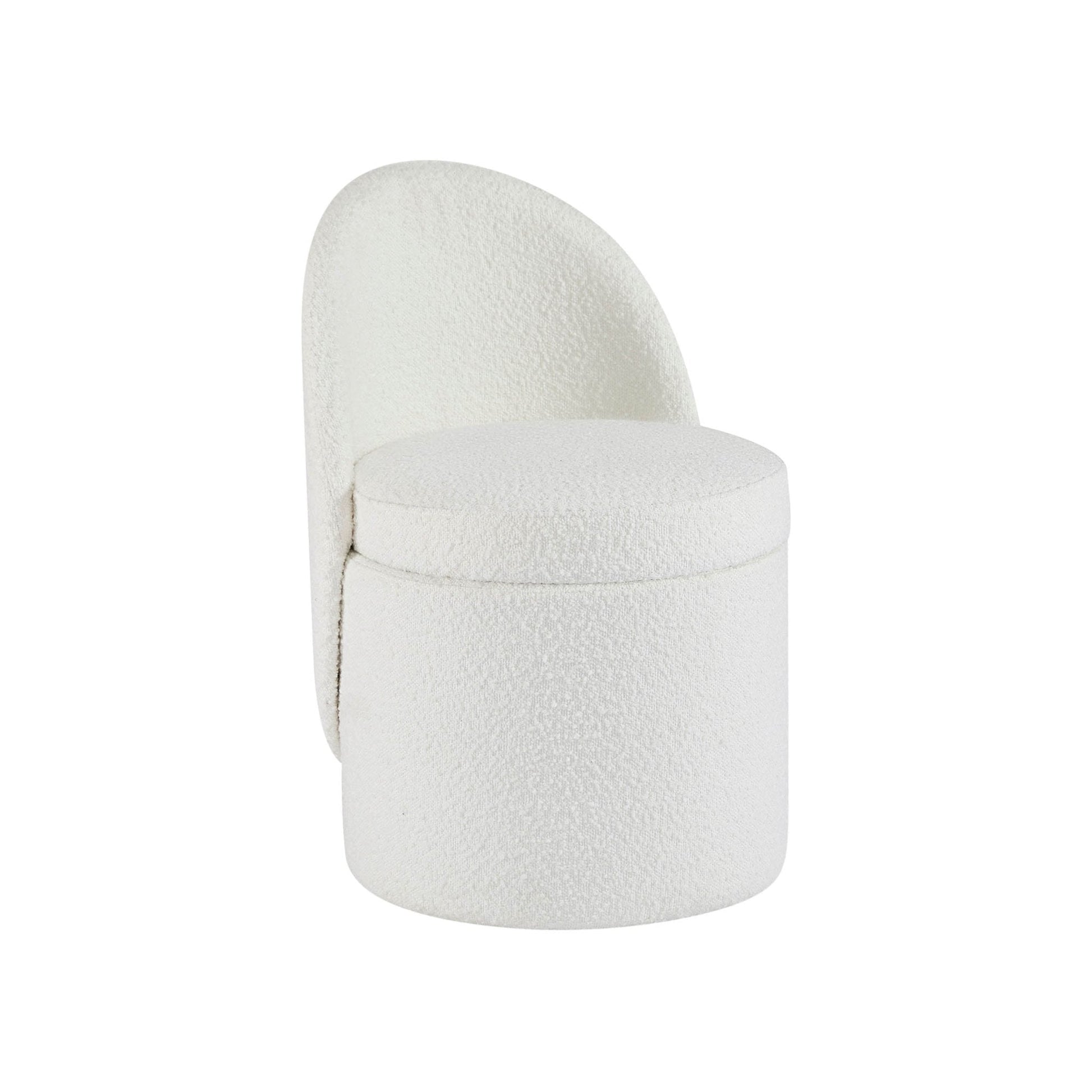 Primrose Boucle Dressing Table Storage Stool - Off White - DUSK