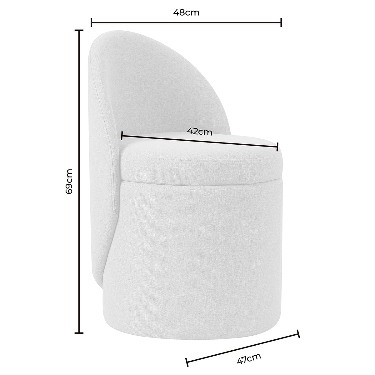 Primrose Dressing Table Storage Stool - Oatmeal - DUSK