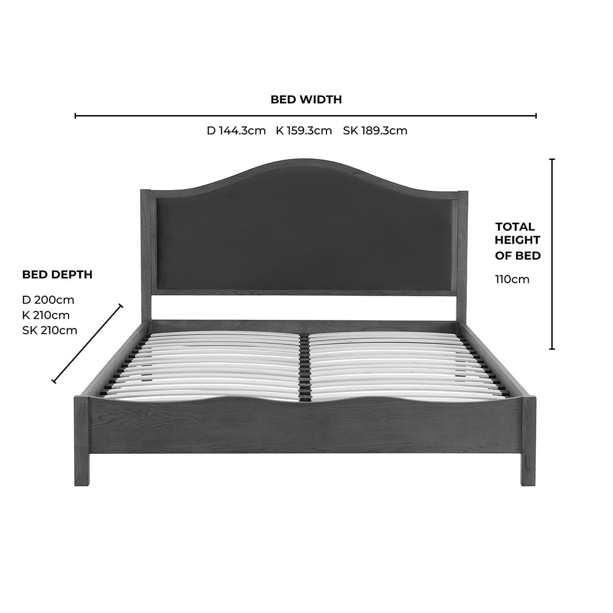 Provence Bed Frame - Rich Green - DUSK