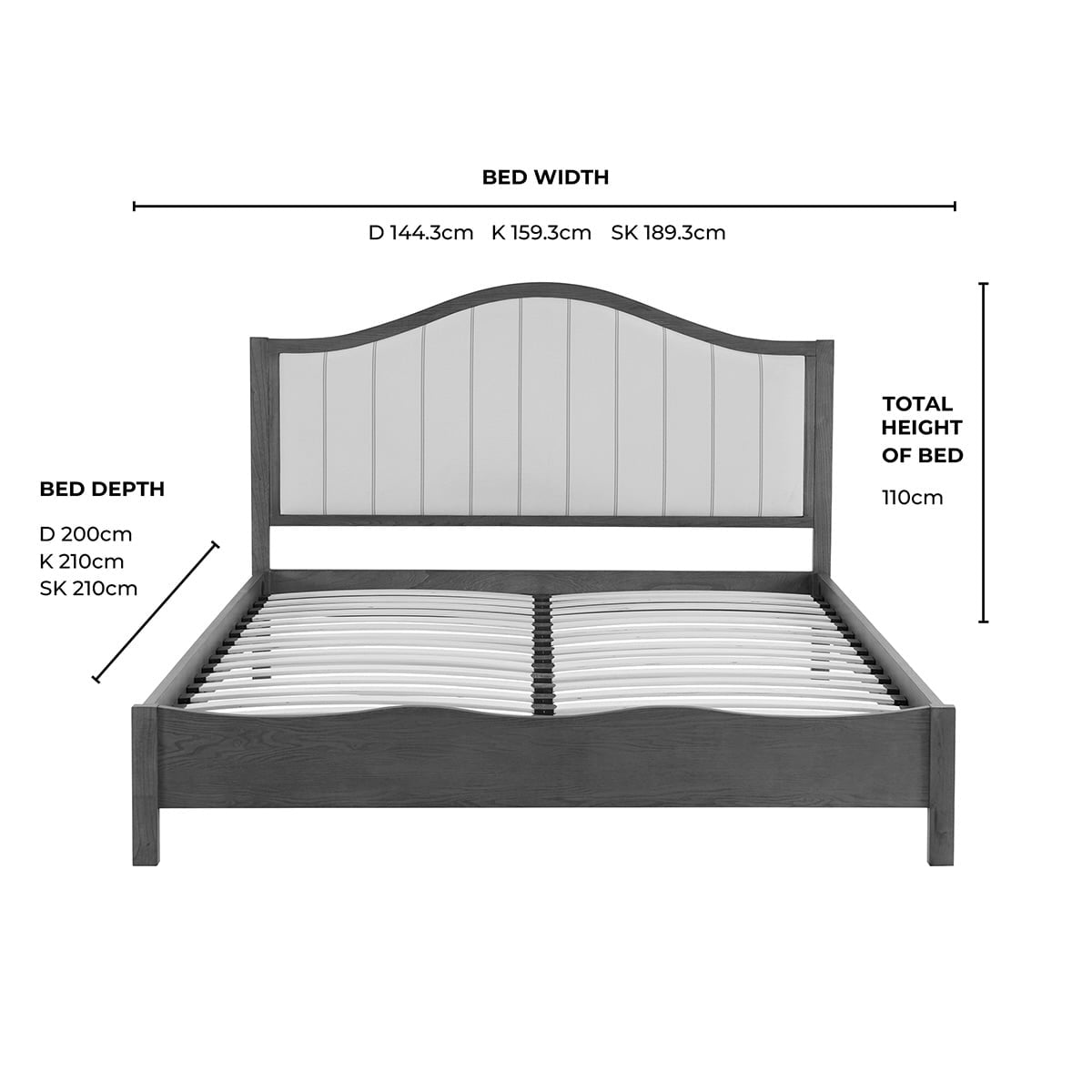 Provence Bed Frame - Thin Natural Stripe - DUSK