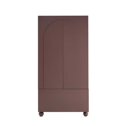 Rachel Arch Front 2 Door Wardrobe with Drawer - Mocha - DUSK