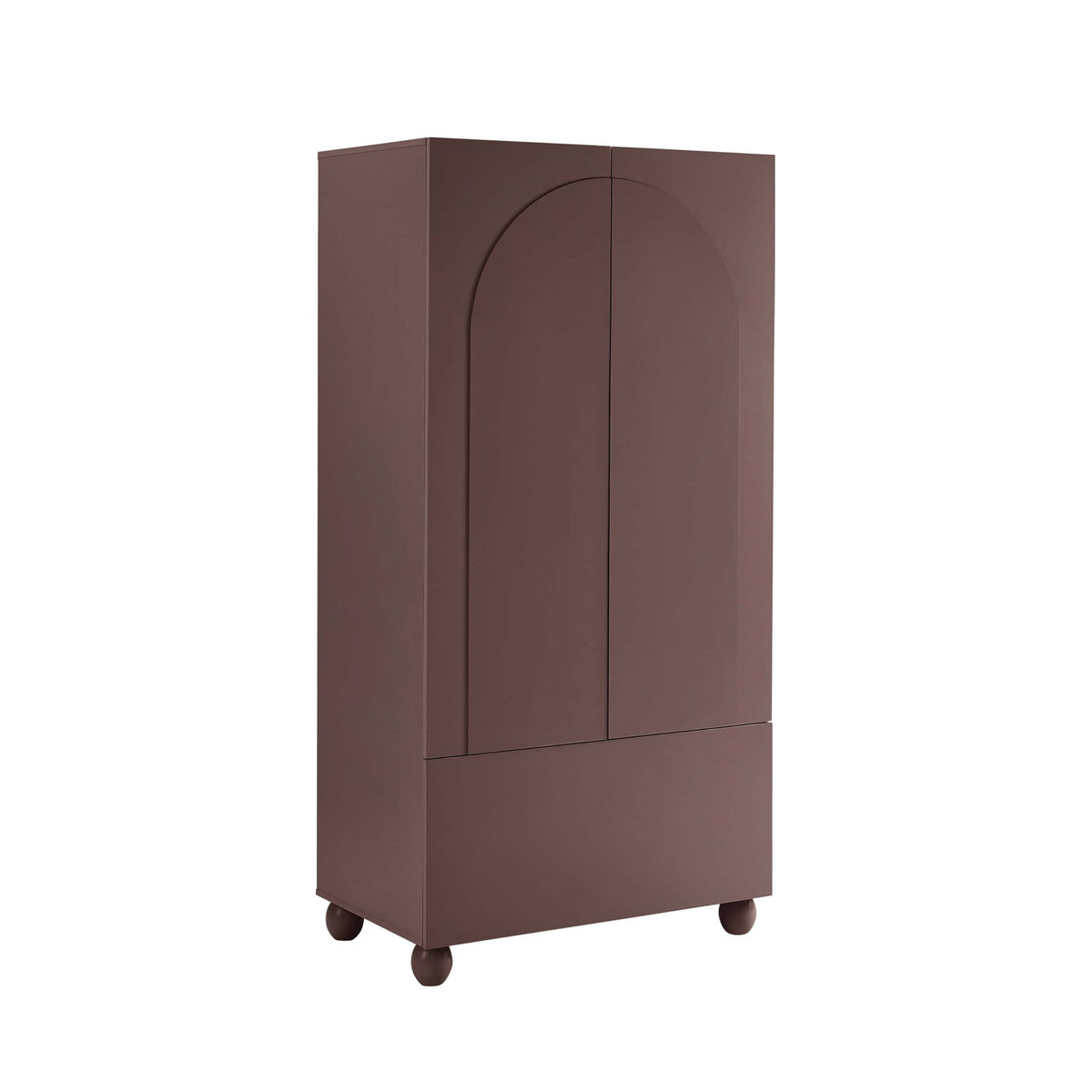 Rachel Arch Front 2 Door Wardrobe with Drawer - Mocha - DUSK