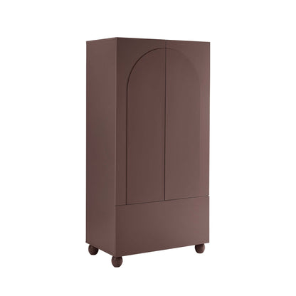 Rachel Arch Front 2 Door Wardrobe with Drawer - Mocha - DUSK