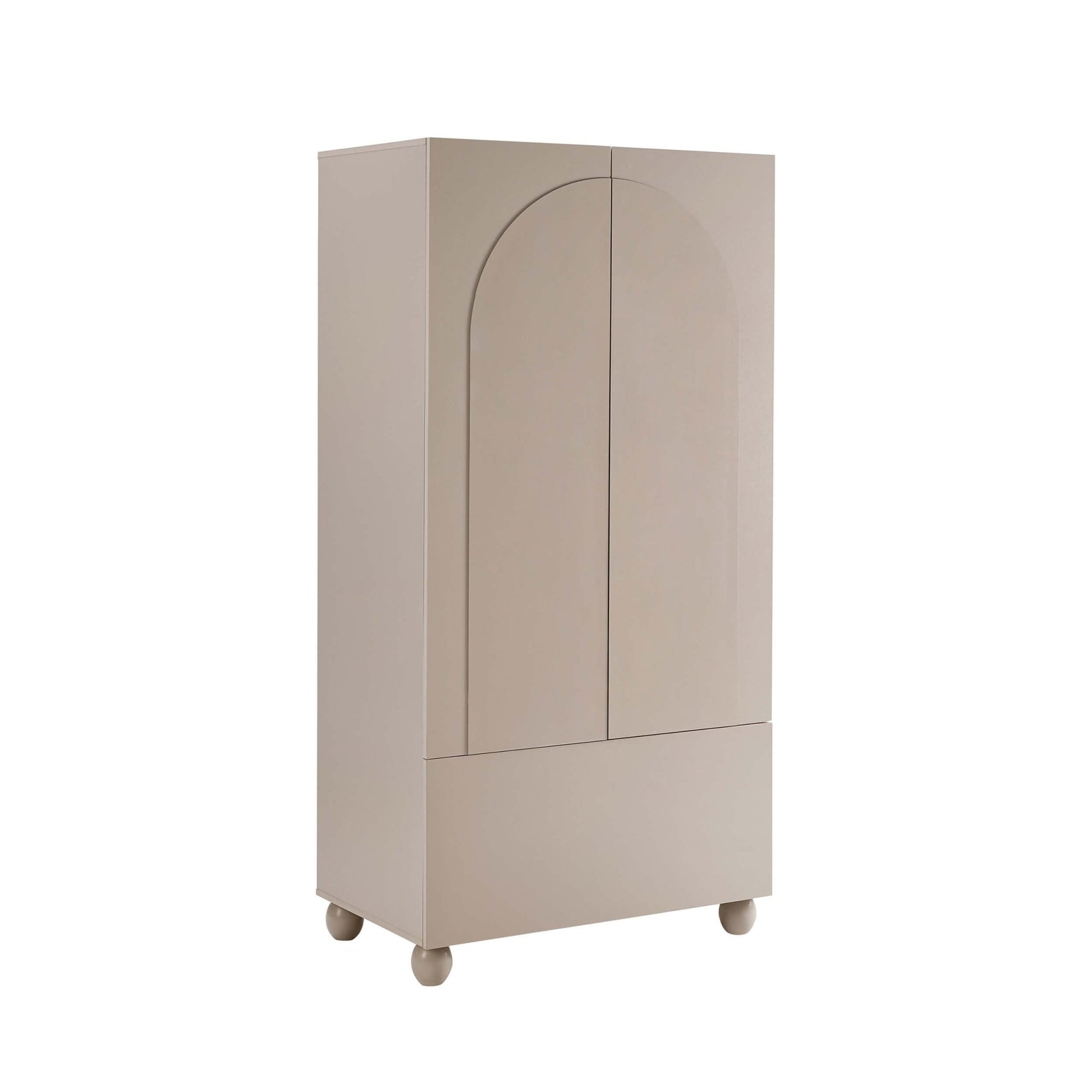 Rachel Arch Front 2 Door Wardrobe with Drawer - Taupe - DUSK