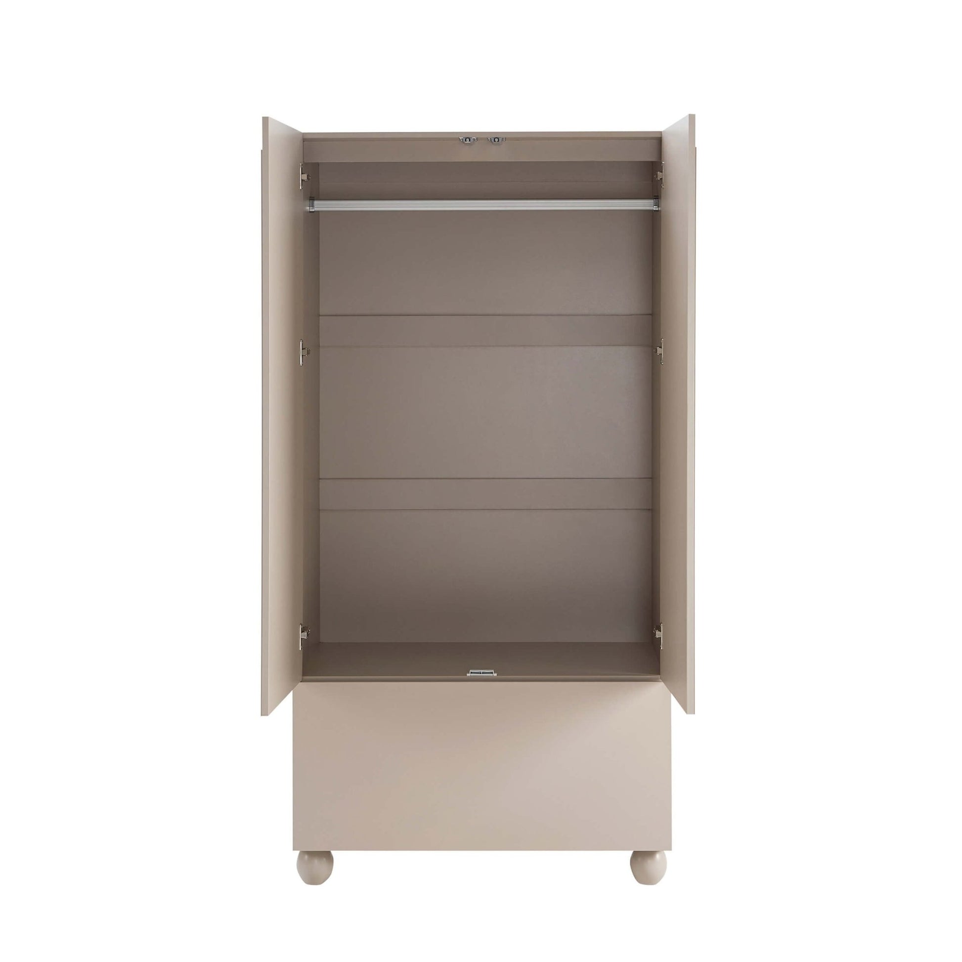 Rachel Arch Front 2 Door Wardrobe with Drawer - Taupe - DUSK