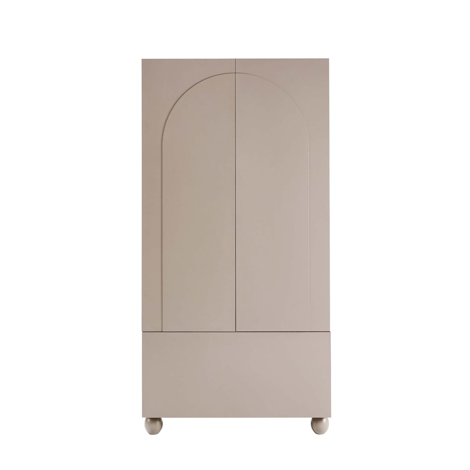 Rachel Arch Front 2 Door Wardrobe with Drawer - Taupe - DUSK