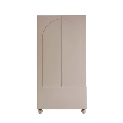 Rachel Arch Front 2 Door Wardrobe with Drawer - Taupe - DUSK