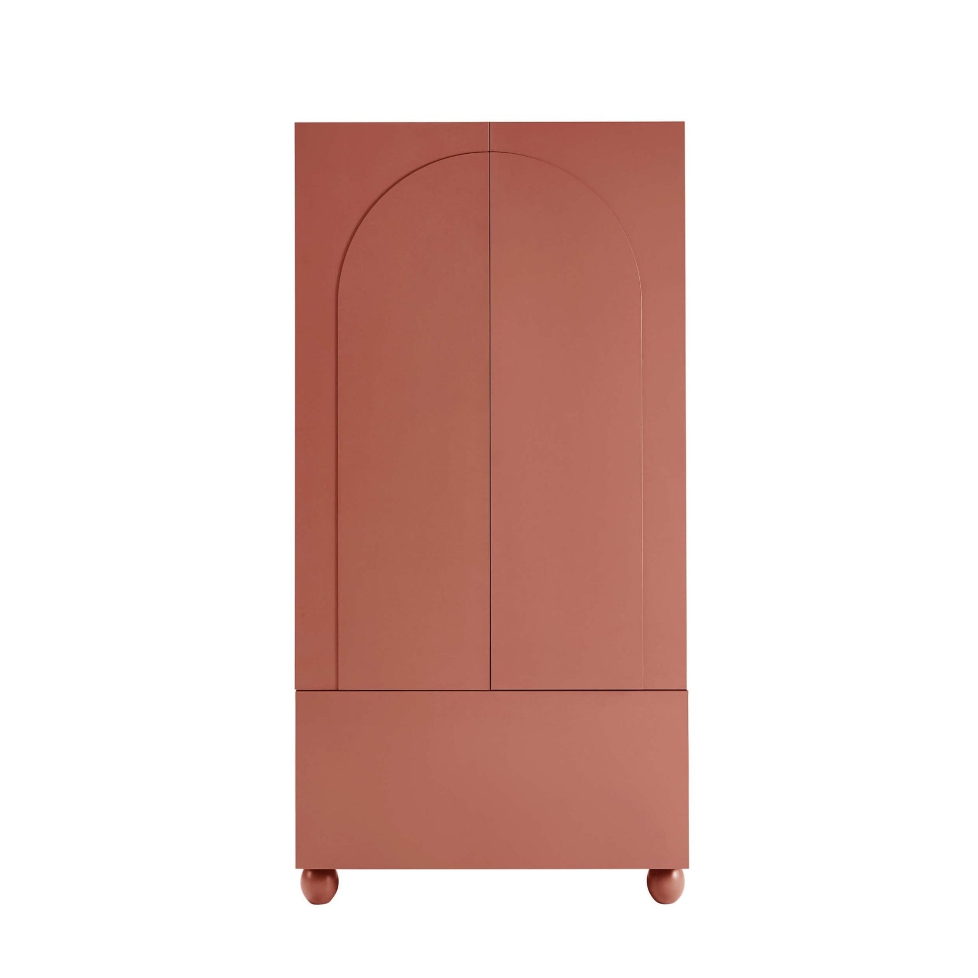 Rachel Arch Front 2 Door Wardrobe with Drawer - Terracotta - DUSK