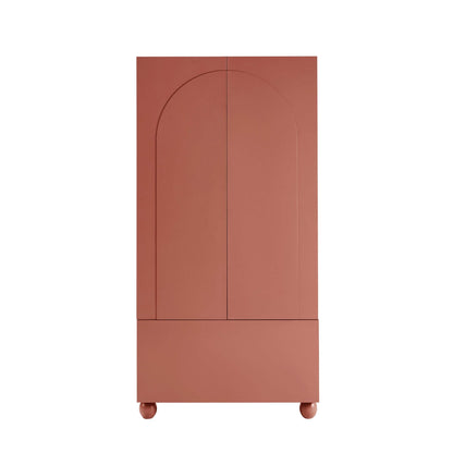 Rachel Arch Front 2 Door Wardrobe with Drawer - Terracotta - DUSK