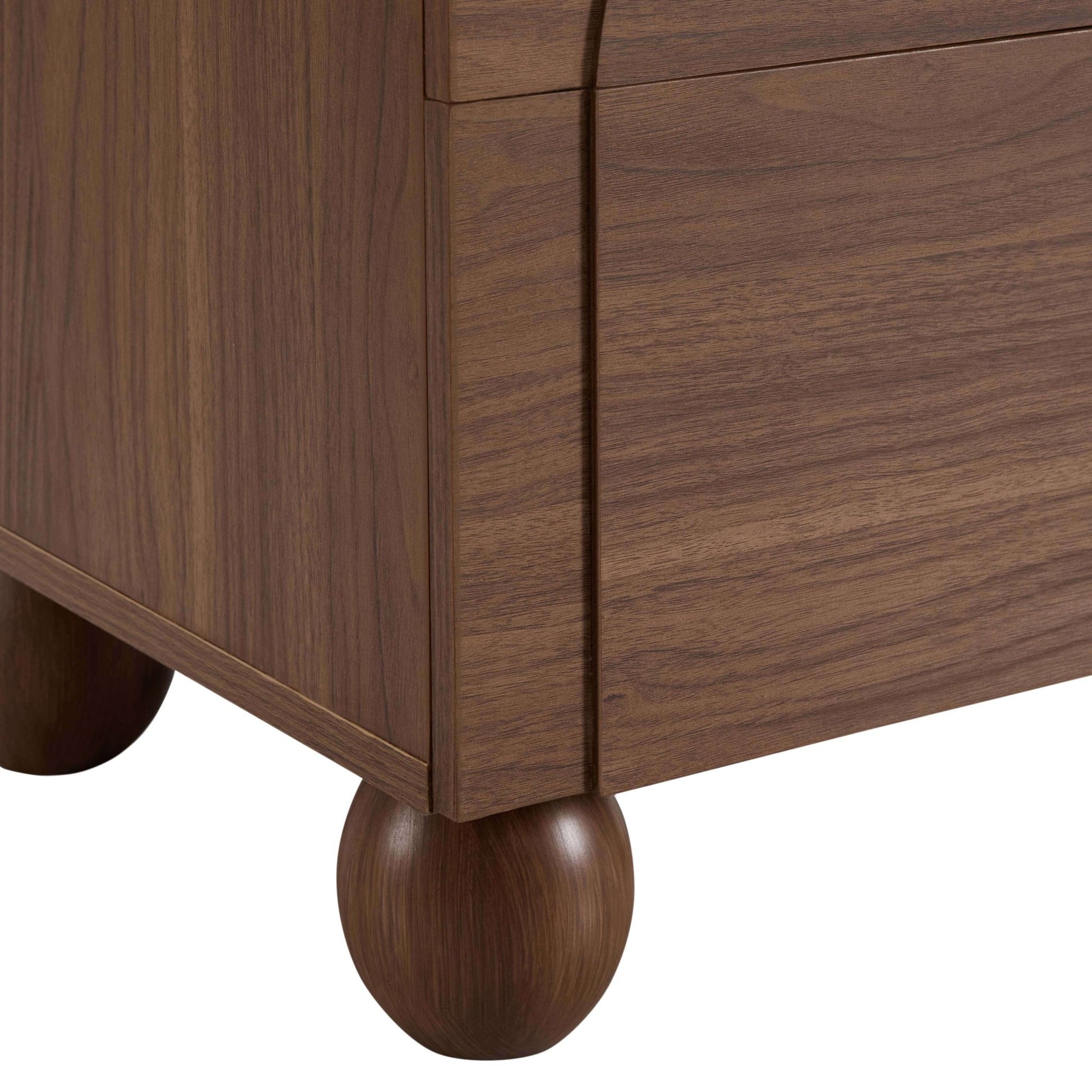 Rachel Arch Front 2 Drawer Bedside Table - Medium Wood - DUSK