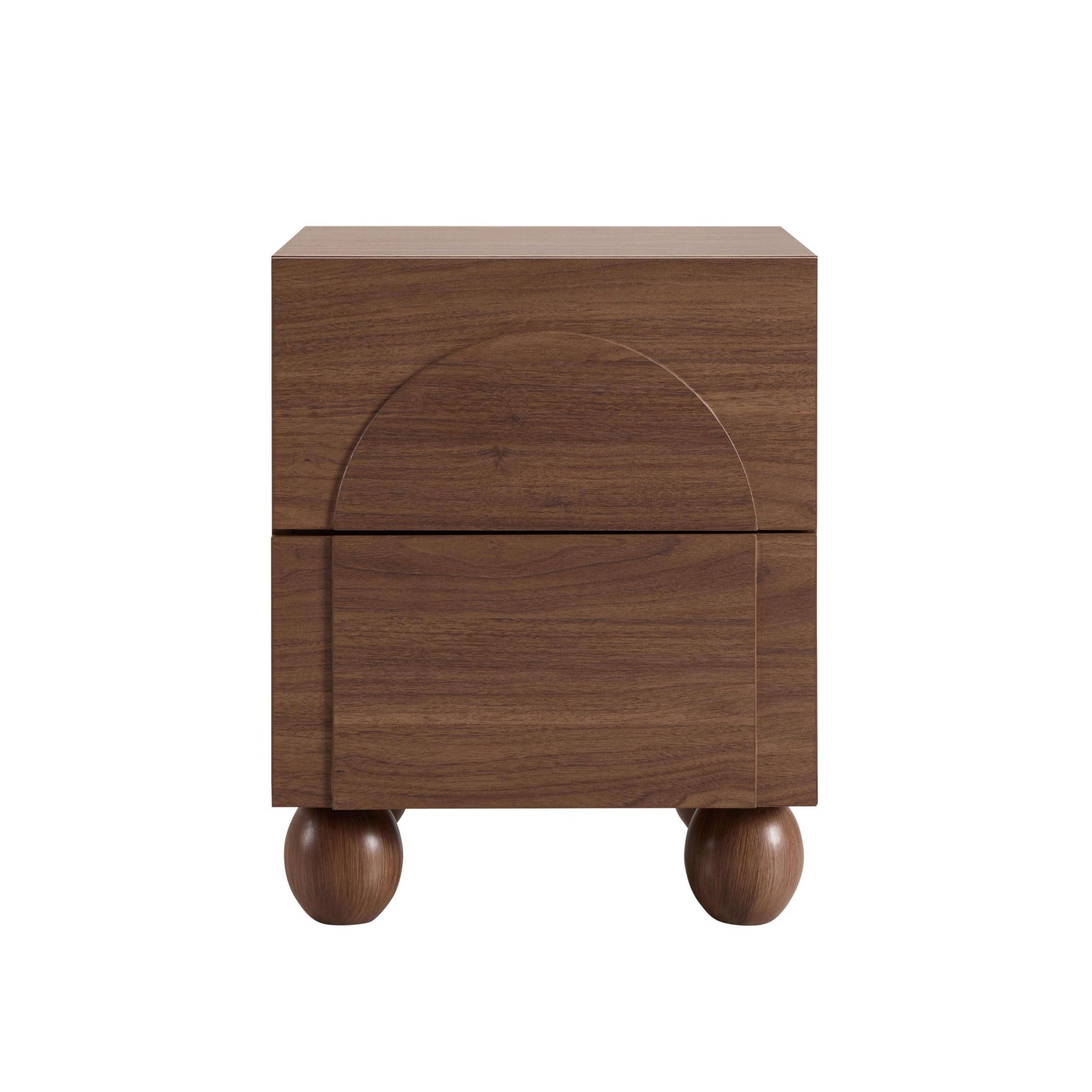 Rachel Arch Front 2 Drawer Bedside Table - Medium Wood - DUSK