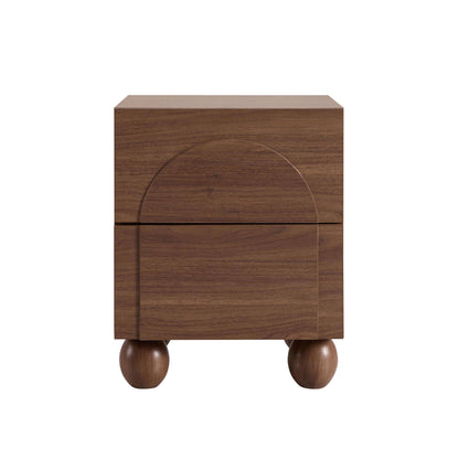 Rachel Arch Front 2 Drawer Bedside Table - Medium Wood - DUSK