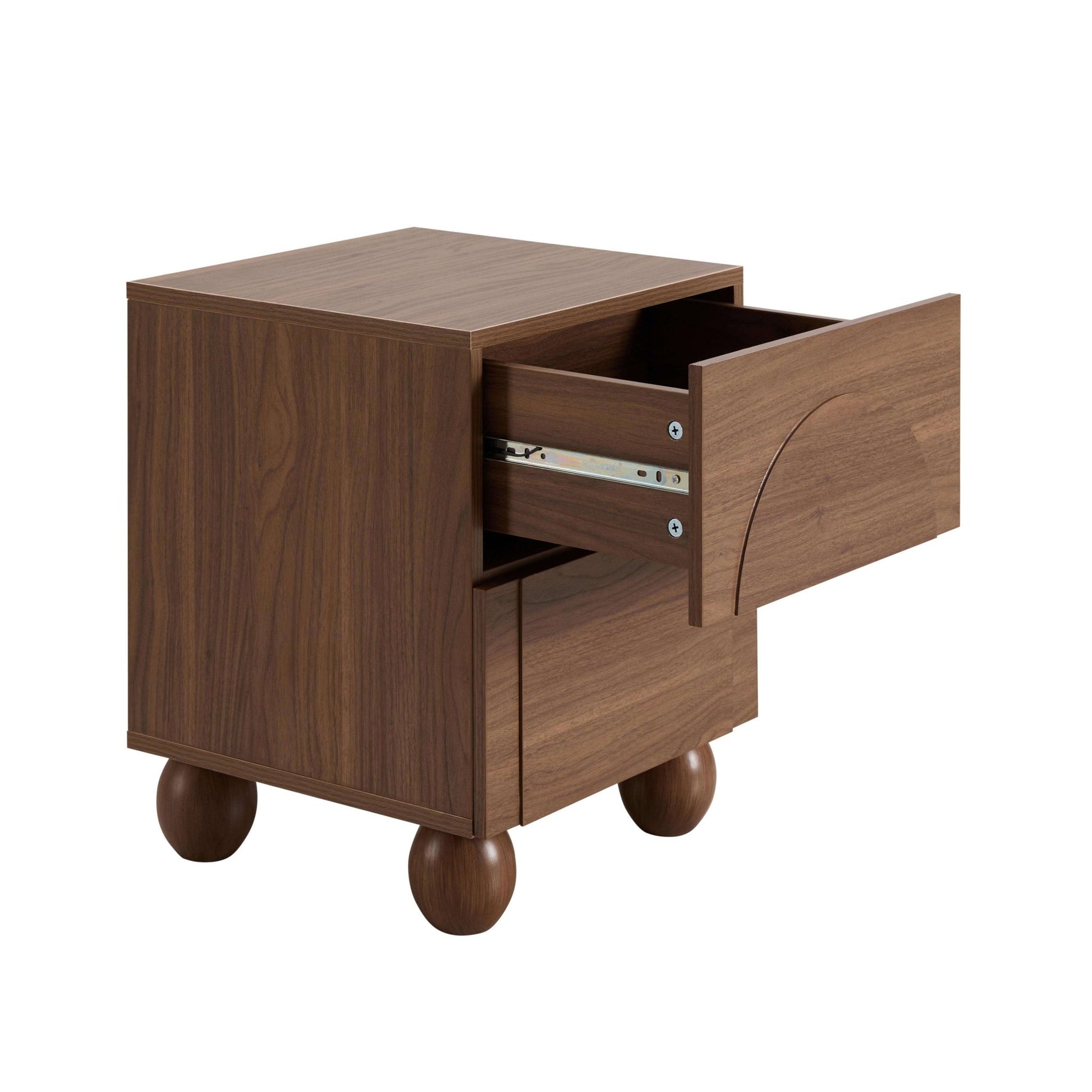 Rachel Arch Front 2 Drawer Bedside Table - Medium Wood - DUSK