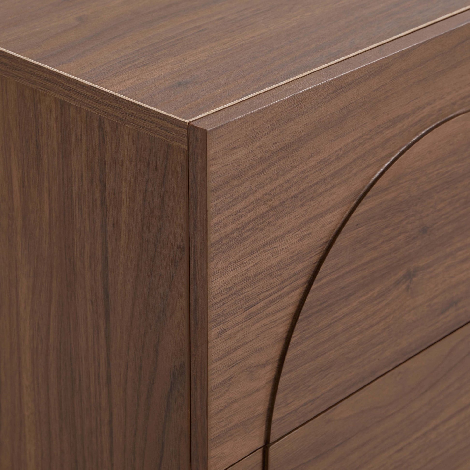 Rachel Arch Front 2 Drawer Bedside Table - Medium Wood - DUSK
