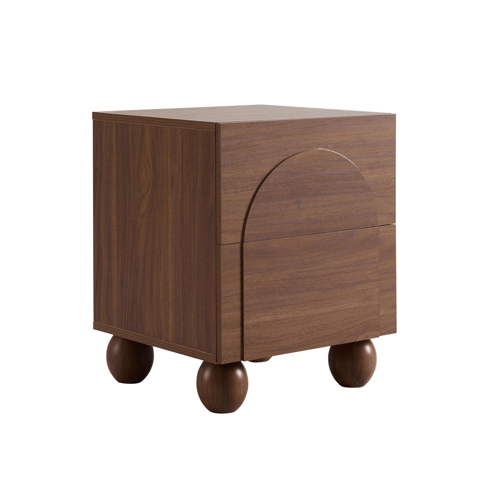 Rachel Arch Front 2 Drawer Bedside Table - Medium Wood - DUSK