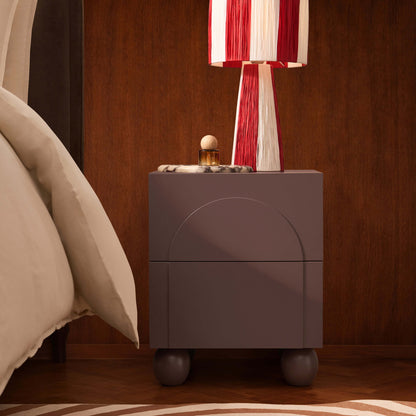 Rachel Arch Front 2 Drawer Bedside Table - Mocha - DUSK