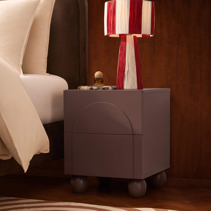 Rachel Arch Front 2 Drawer Bedside Table - Mocha - DUSK