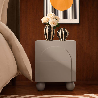 Rachel Arch Front 2 Drawer Bedside Table - Taupe - DUSK