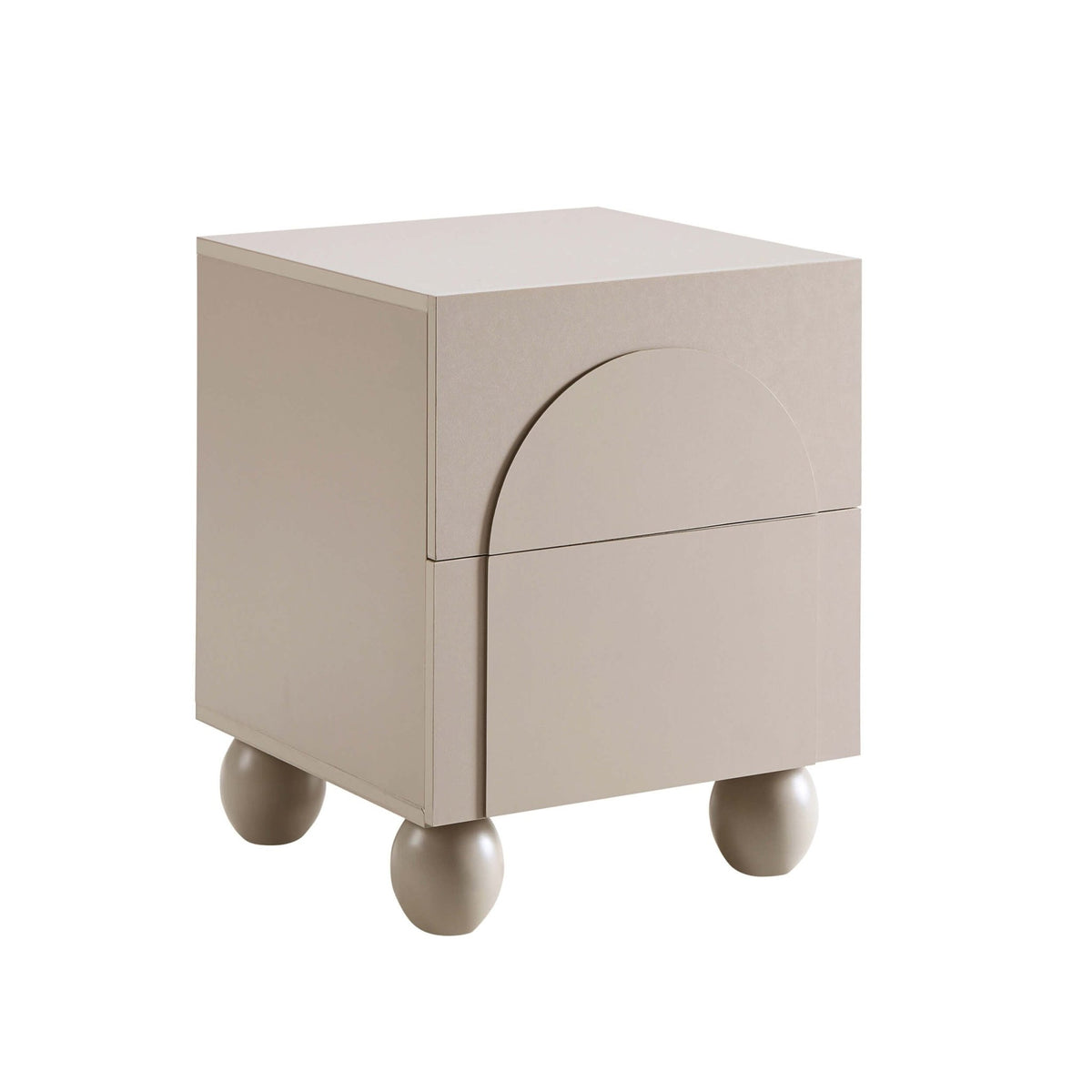 Rachel Arch Front 2 Drawer Bedside Table - Taupe - DUSK