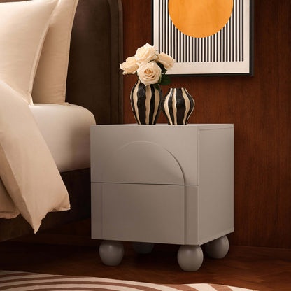 Rachel Arch Front 2 Drawer Bedside Table - Taupe - DUSK