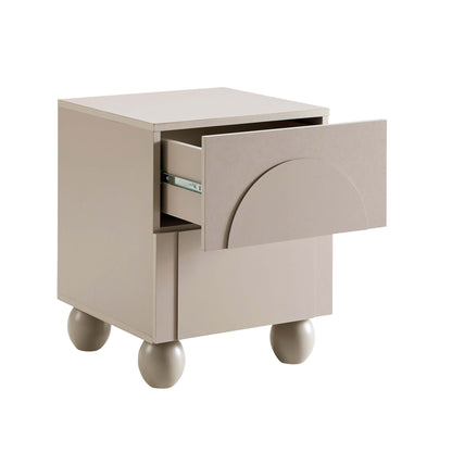 Rachel Arch Front 2 Drawer Bedside Table - Taupe - DUSK